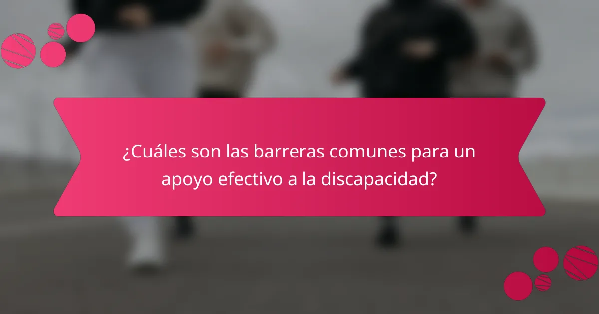 ¿Cuáles son las barreras comunes para un apoyo efectivo a la discapacidad?