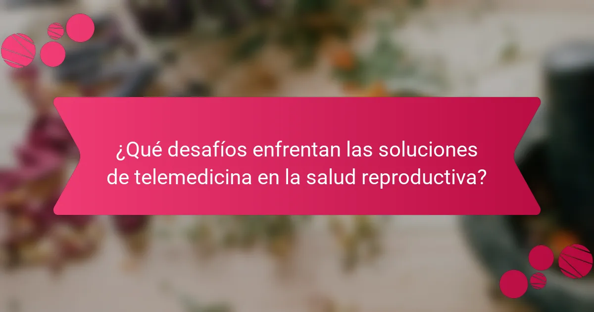 ¿Qué desafíos enfrentan las soluciones de telemedicina en la salud reproductiva?