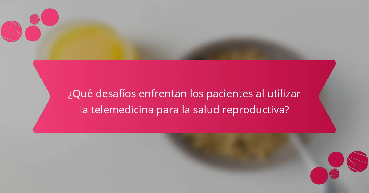 ¿Qué desafíos enfrentan los pacientes al utilizar la telemedicina para la salud reproductiva?